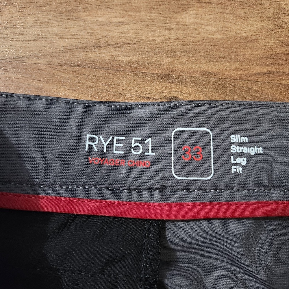 Rye 51 Voyager Chino Pants 33x31 Gray Tech Performance Lightweight 5 Pocket Euc - Picture 11 of 16